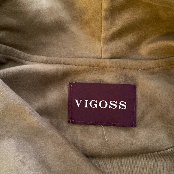 Vigoss USA faux suede and knit jacket in tan with asymmetrical styling sz medium - Picture 2 of 6